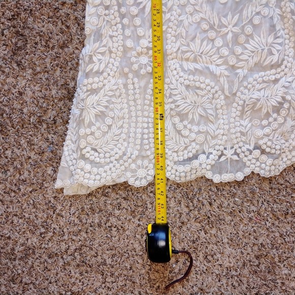 SANA SAFINAZ Cream Embroidered Dress with Pearls | Silk-Lined Size – Small - Picture 7 of 7